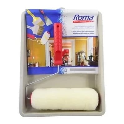 Kit De Pintura Roma Flex 645-01 Com Bandeja, Rolo De Lã e Garfo- 3 Pçs