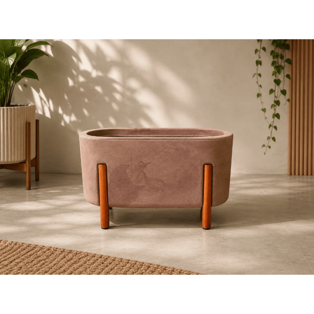 Floreira Nórdica Decorativa Polietileno Pés Madeira Vasos Plantas Jardim Luxo