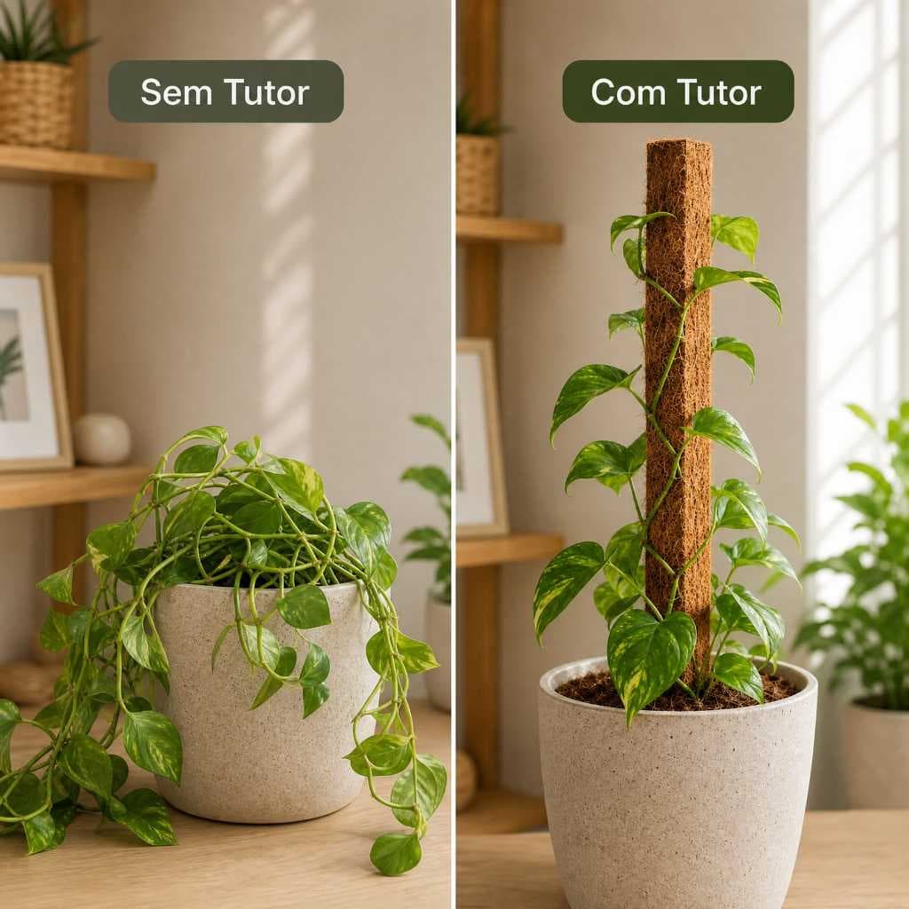 Estaca de Fibra de Coco para Plantas Trepadeiras Orquídeas Jiboia Monstera Tutor 30 a 100cm