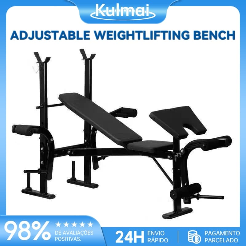 kulmaI Banco de Musculação Ajustável Preto Suporta 150kg Dobrável Multifuncional para Treino de Força em Casa