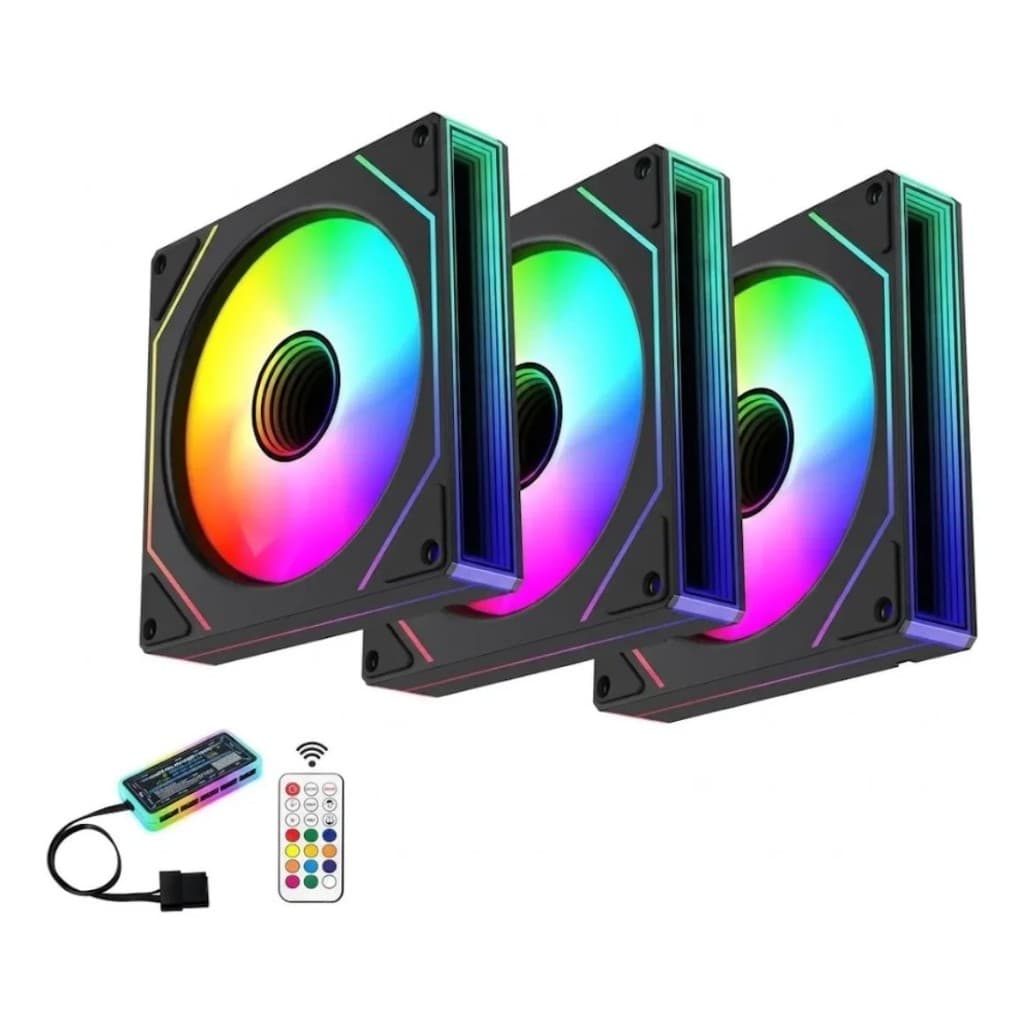 Kit 3 Fans Cooler Gabinete Argb Revenger C/ Controladora G-VR347K