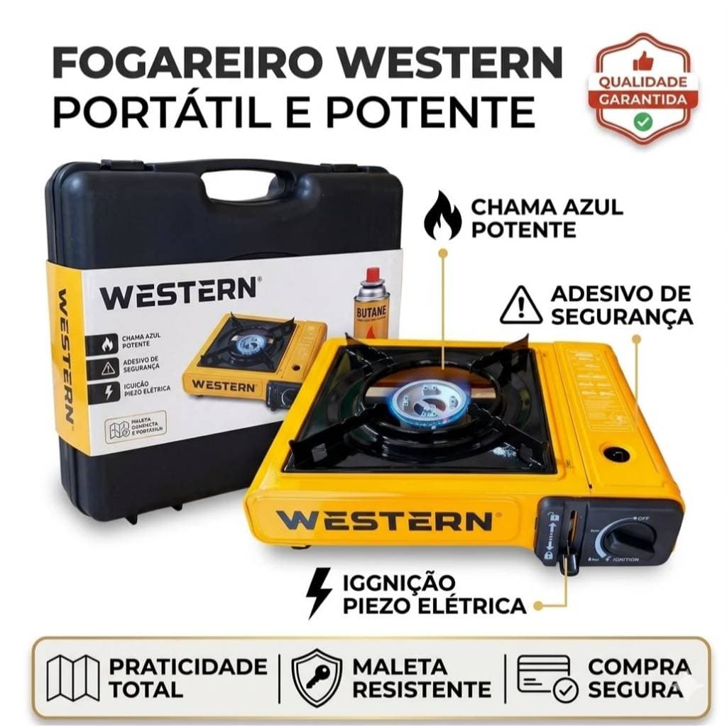 Fogareiro Portátil a Gás 1 Boca Com Maleta Ideal Para Camping Viagens Acendimento Automático