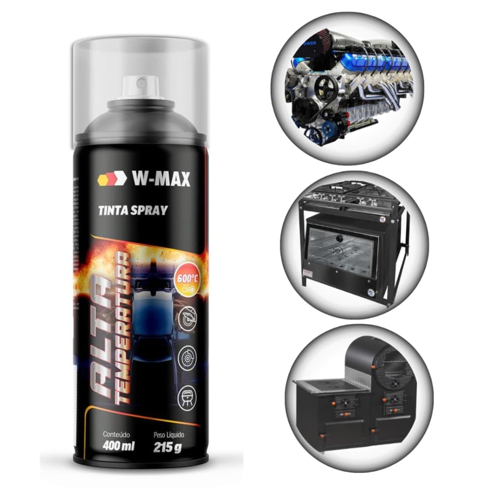 Tinta Spray 400ml - Alta temperatura - W-max - Todas as cores!