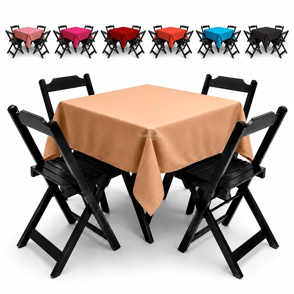 Toalha de Mesa 4 Cadeiras Oxford Liso 1,50M X 1,50M Quadrada Retangular Festas Buffet Cobre Manche Cozinha