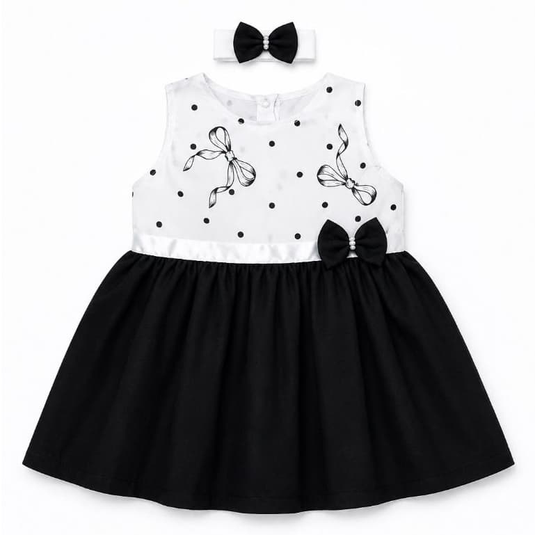 Vestido Infantil Bebê Menina Princesa Com Tiara Preto Roupas Algodão - P ao 4 anos | Diversas Cores