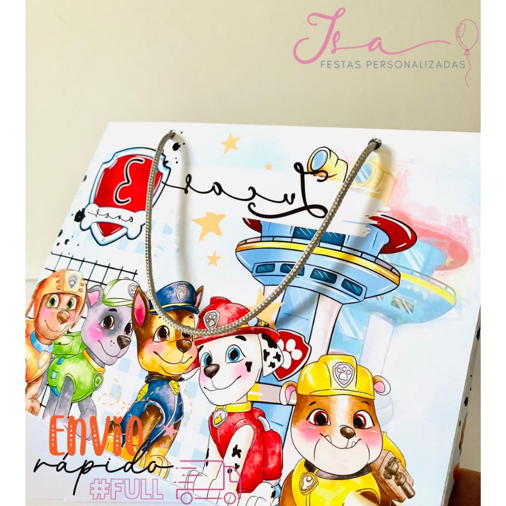 Sacolinhas Patrulha Canina Menino Personalizadas Kit Festa Infantil Pegue e Monte