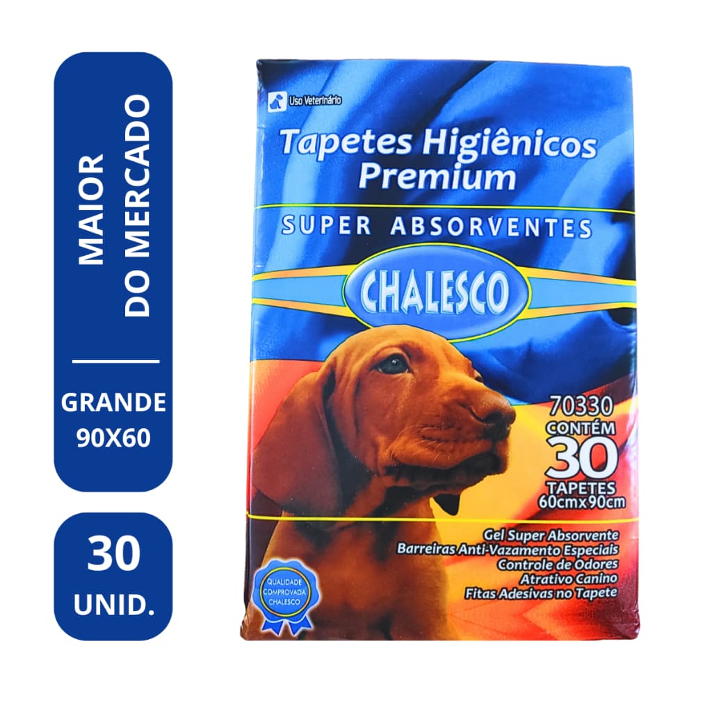 Tapete Higiênico Chalesco 30 Unidades 90x60cm Branco