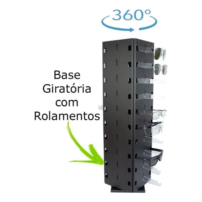 Display De Óculos Giratório Para 40 Óculos Em Metal Preto