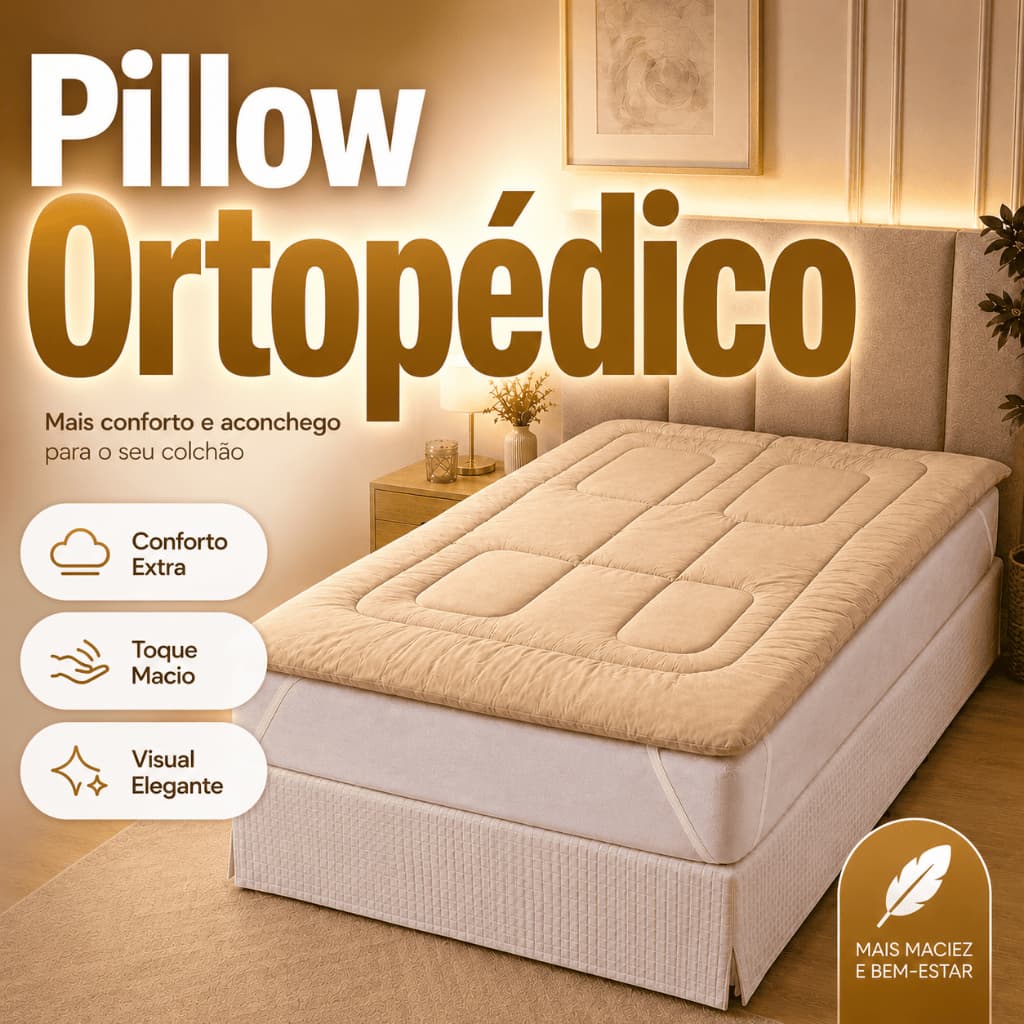 Pillow Top Ortopedico 400 Fios Protetor de Colchão Extra Macio Cama Solteiro Casal Queen King com Elástico