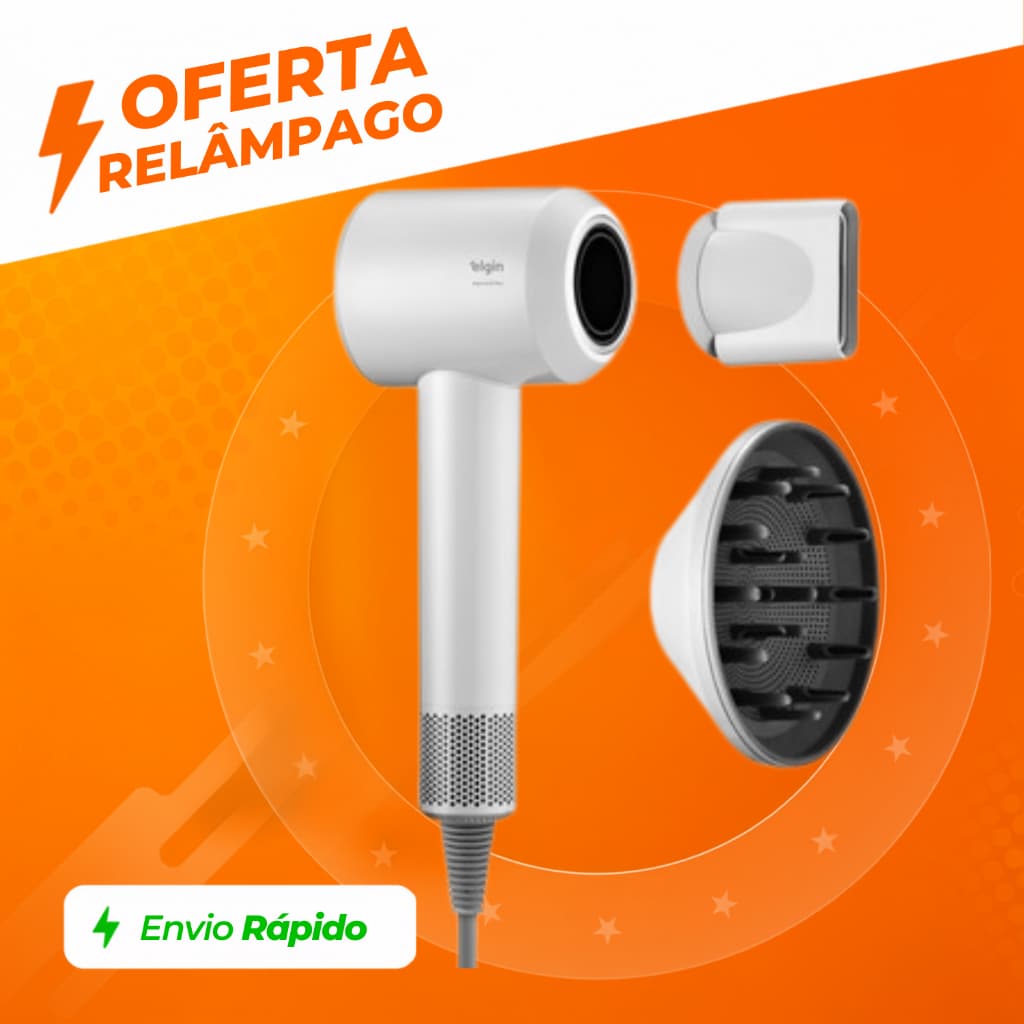 Secador de Cabelo Super Ionic Plus Branco 1700W 3 Temperaturas Jato Frio e Difusor - Elgin