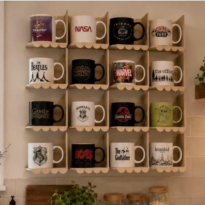 Porta Canecas Modular de Parede Kit Organizador Decorativo Expansível