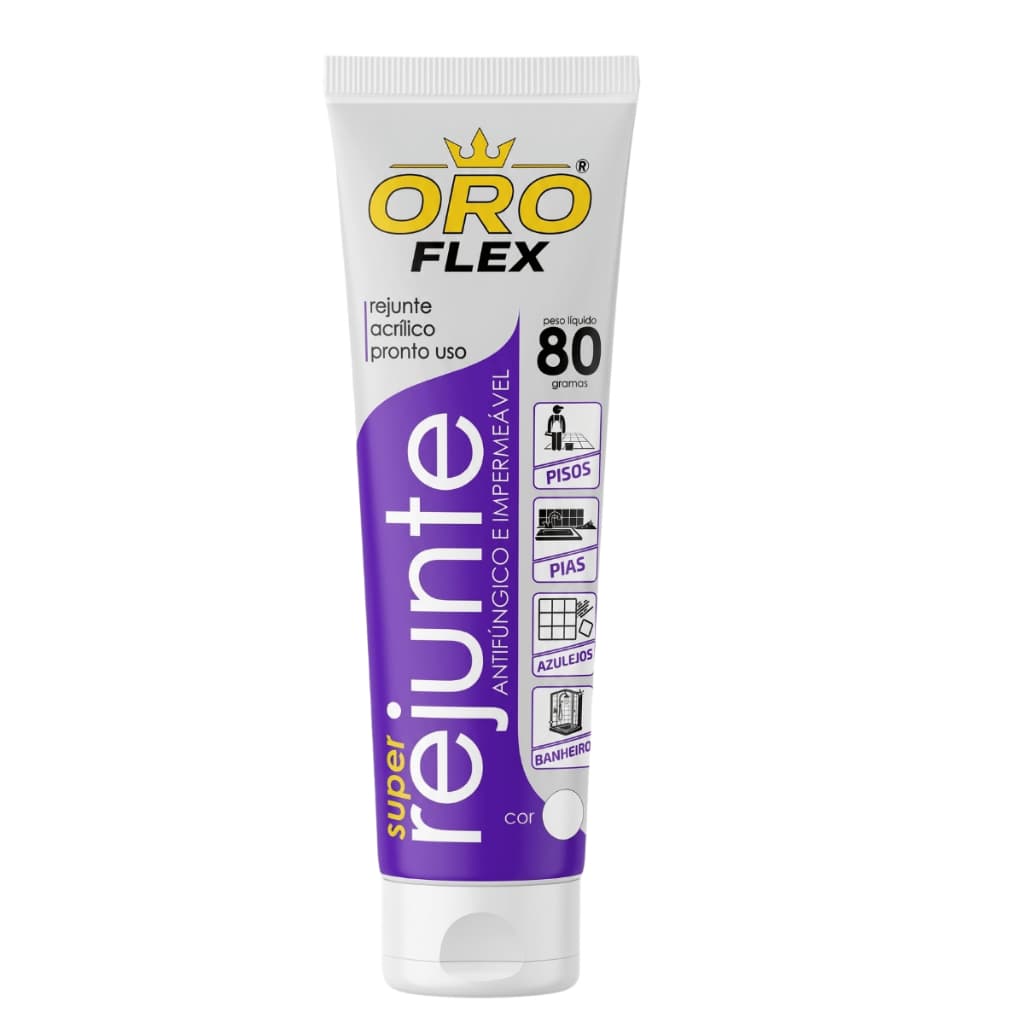 REJUNTE OROFLEX não amarela ultra resistente umidade impermeável. Cor Branco Cinza Palha Preto 80GR
