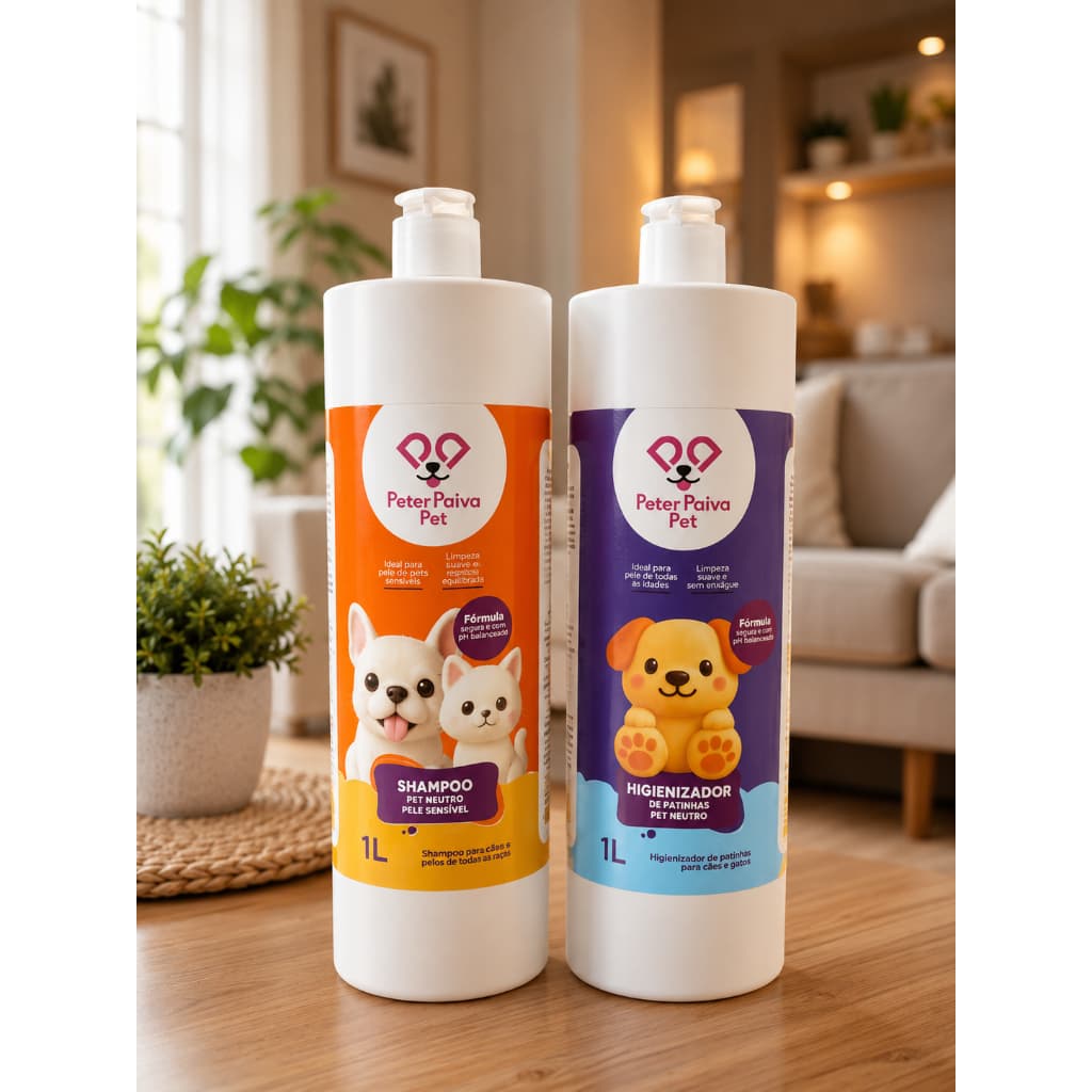Kit Higiene Pet Peter Paiva Pet – Shampoo + Higienizador de Patinhas | 2 Litros de cuidado para seu melhor amigo!
