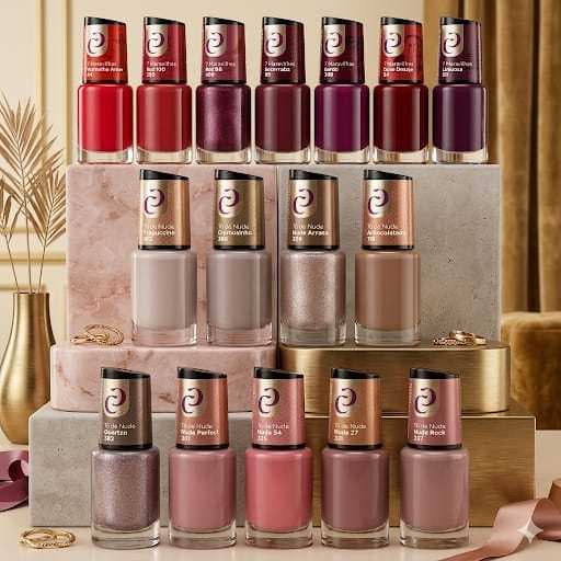 2 Coleções  16 Esmaltes : 7 Maravilhas Vermelhos + To de Nude 10ml com 9 cores Cora. Kit Esmalte