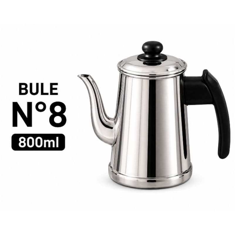 Bule n.8 Polido Especial de Alumínio 800 ml para café e chá , cabo resistente