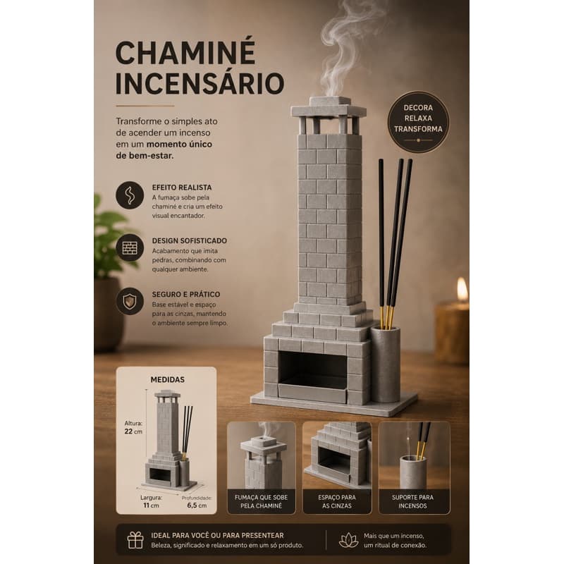 Mini Lareira Zen - Incensário Decorativo Relaxante