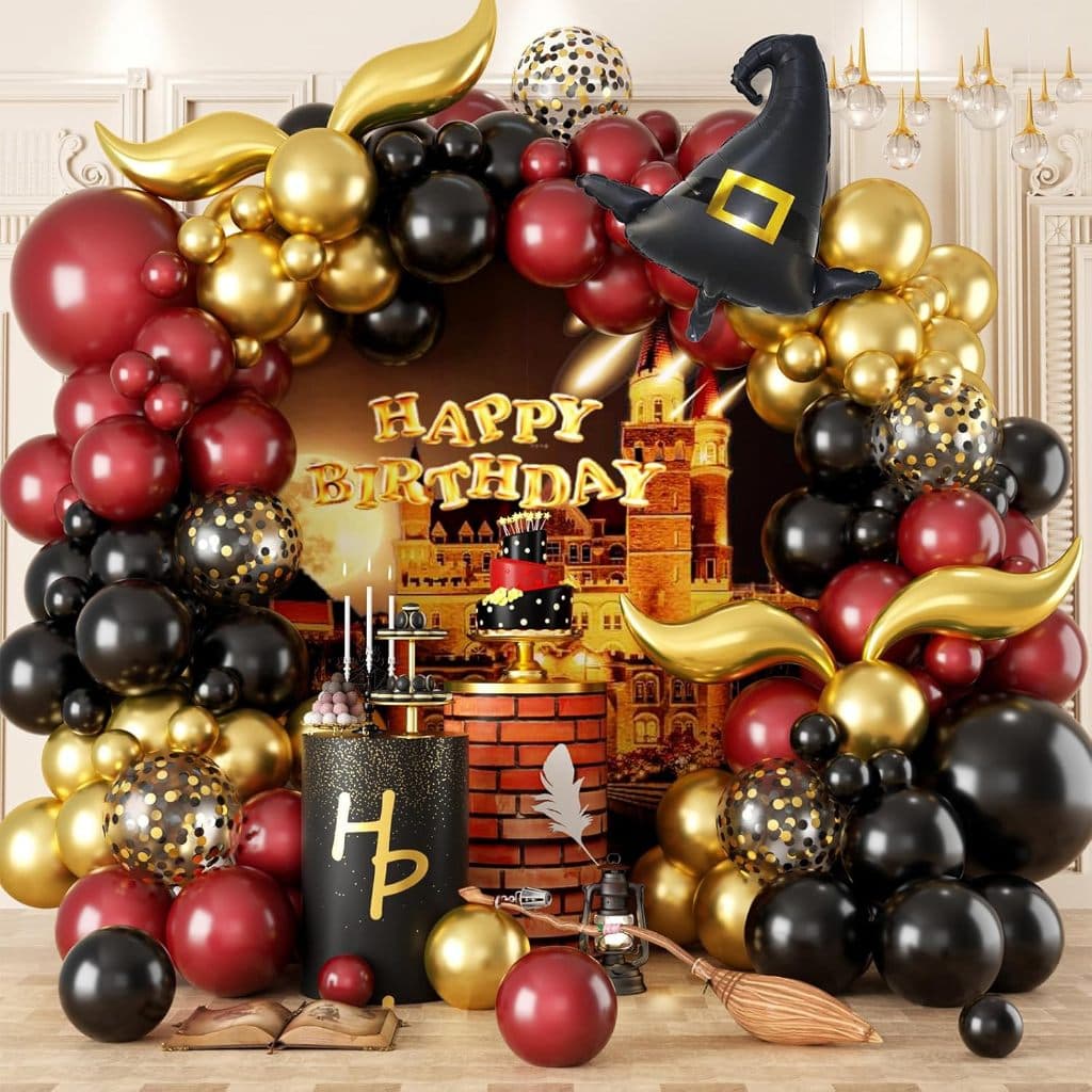 Kit balões Harry Potter Premium Arco desconstruído balões marrom prego e dourado kit festa Harry