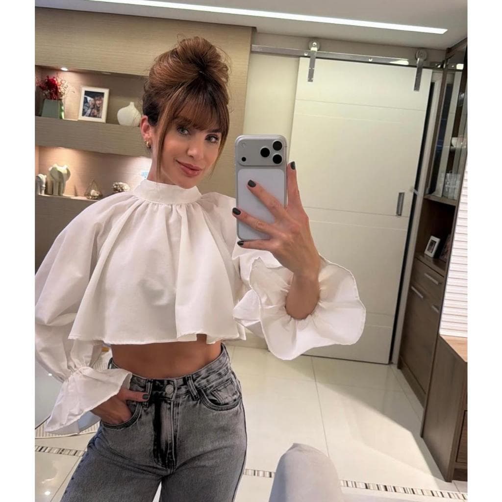Cropped Feminino Blusa Manga Longa luxo