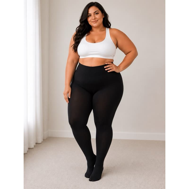 Meia Calça PLUS SIZE Flanelada com Cintura Alta Fio 80 Grossa para o Inverno COM ou SEM pé