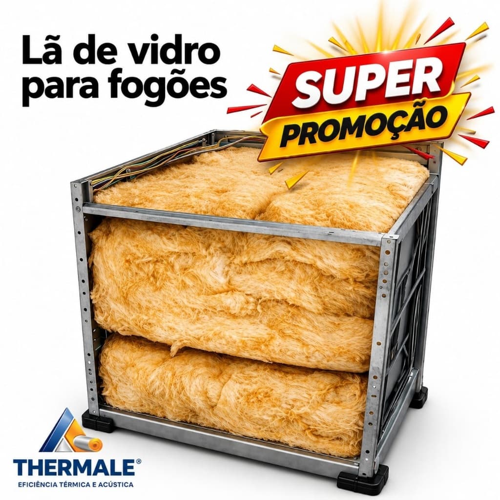 Lã de Vidro Isolamento Térmico Fogão Forno Alta Temperatura 1000x500x25mm.