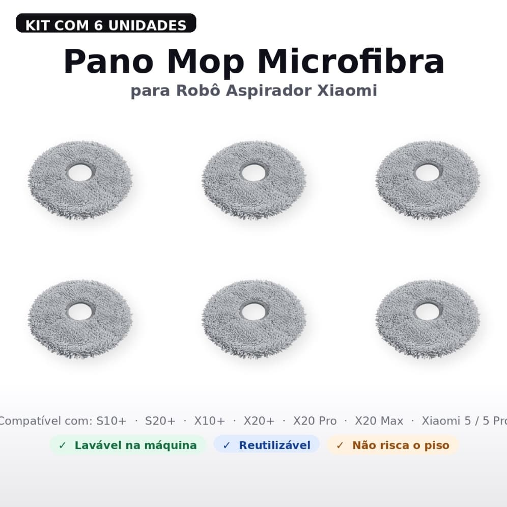 Kit Esfregão Mop para Robô Aspirador Xiaomi X20 Max X20 Pro X20+