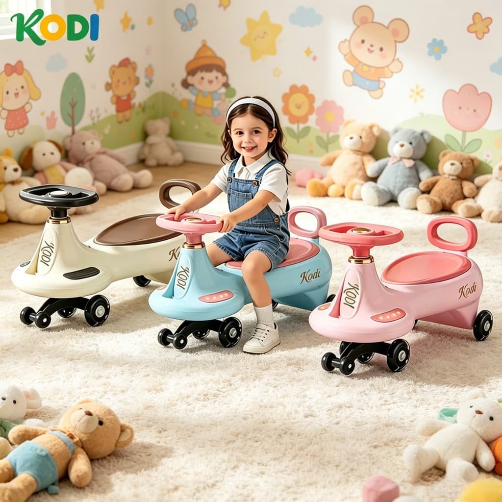Carrinho de Rolimã Infantil Musical, Volante 360°, Rodas LED Silenciosas e Seguro-P23
