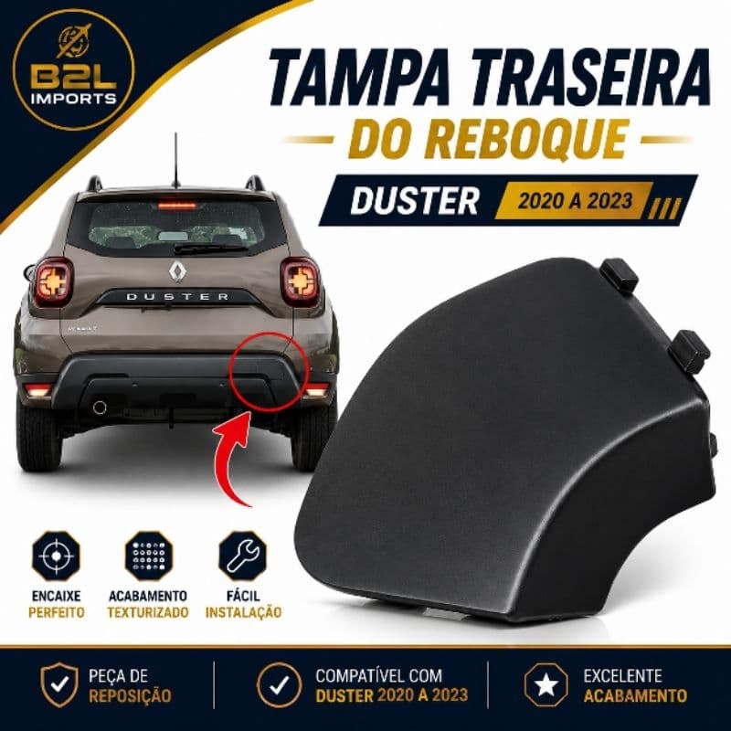 Tampa Reboque Para-choque Traseiro Renault Duster 2020 2021 2022 2023 Peça Reposição Reforçada NFe