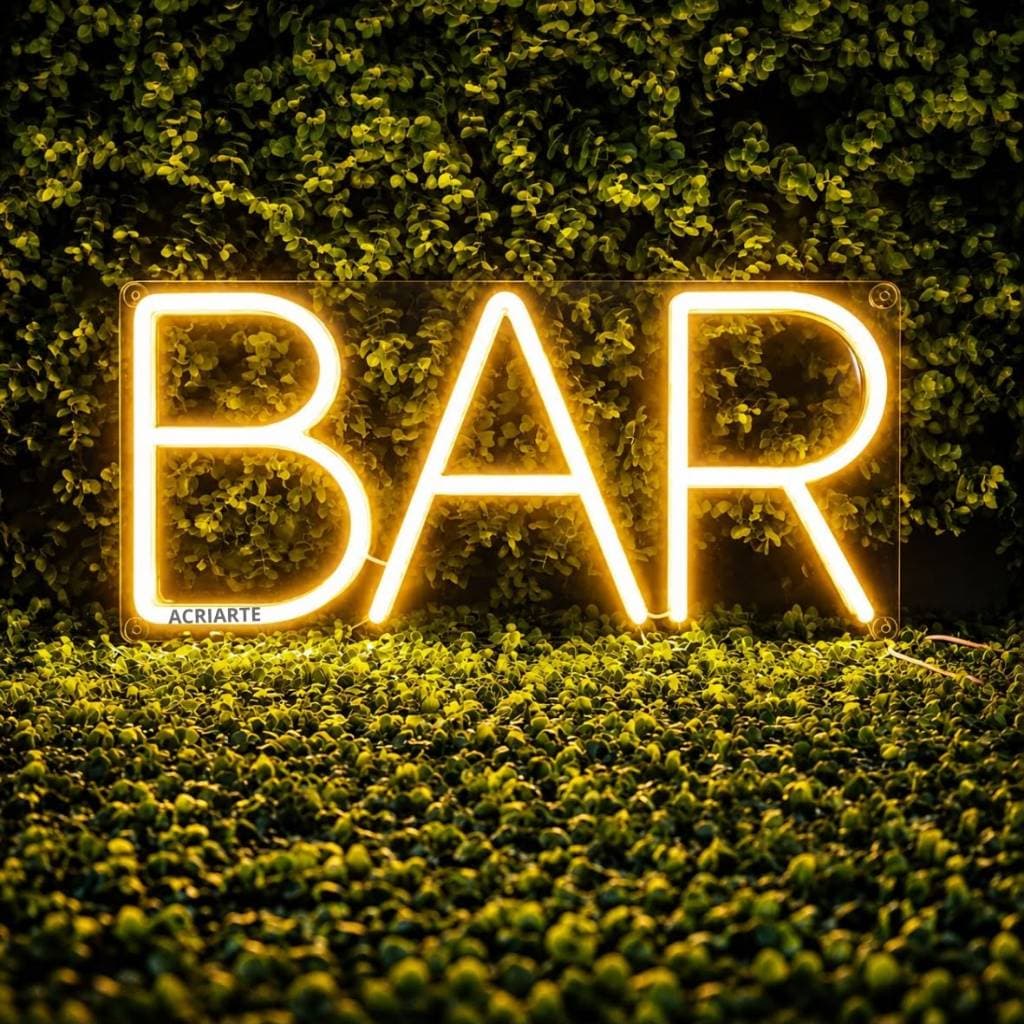 Letreiro de LED “BAR”, para Decoração, Painel Neon Branco Quente, em Acrílico