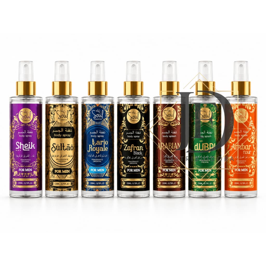 Kit 06 Unidades Body Splash Masculino Soul Cosmeticos 200ml – Fragrâncias Orientais Sortidos