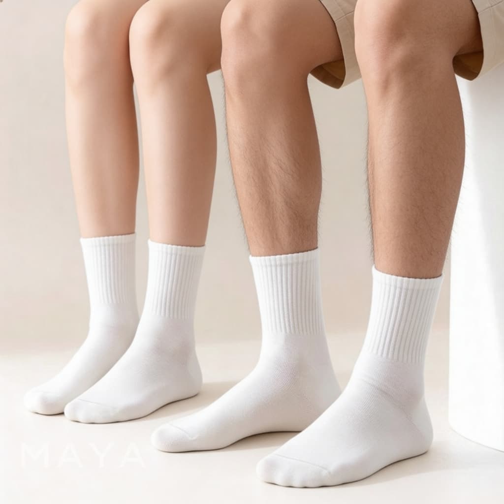 Kit Meia Cano Longo Branca Masculina Ou Feminina Básico Macio Confortável