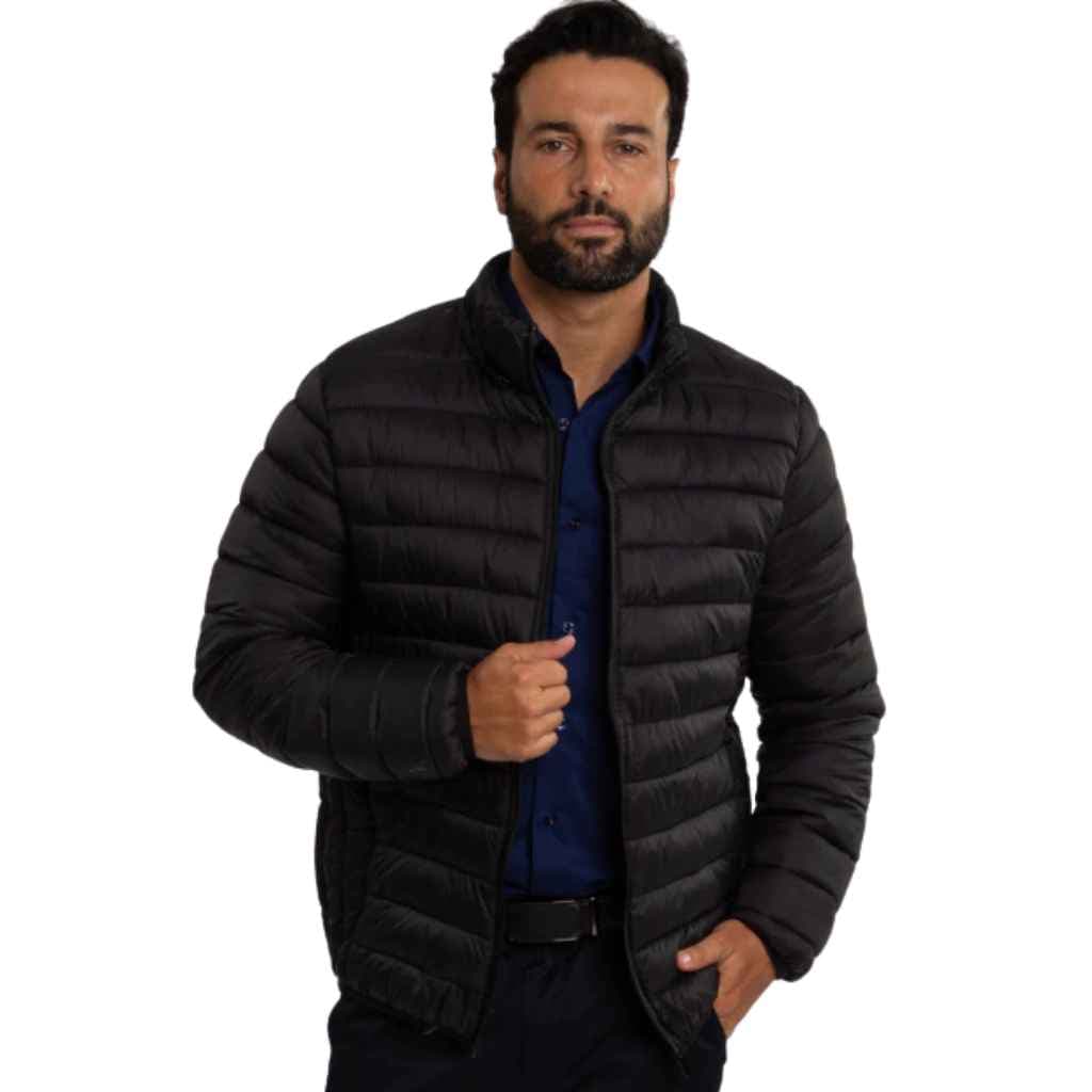 Dilomon Jaqueta Bobojaco Masculina Poliamida Puffer com Bolsos e Capuz Removível