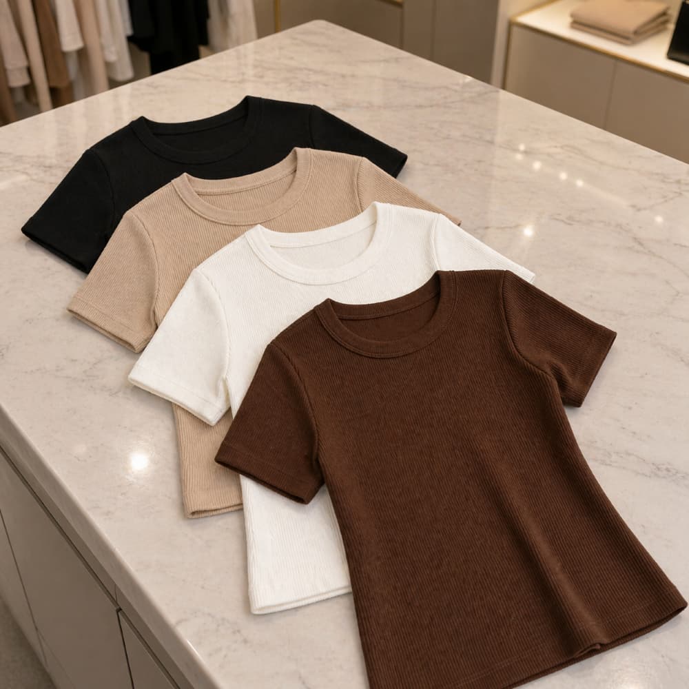 Blusa Básica Ribana Canelado Premium Casual Moda Gringa Basico Camiseta T-Shirt