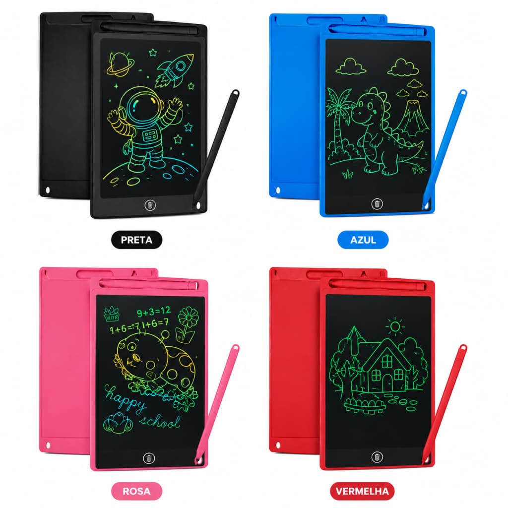 Lousa Digital LCD 8,5 Colorida Infantil para Desenho Escrita e Aprendizado