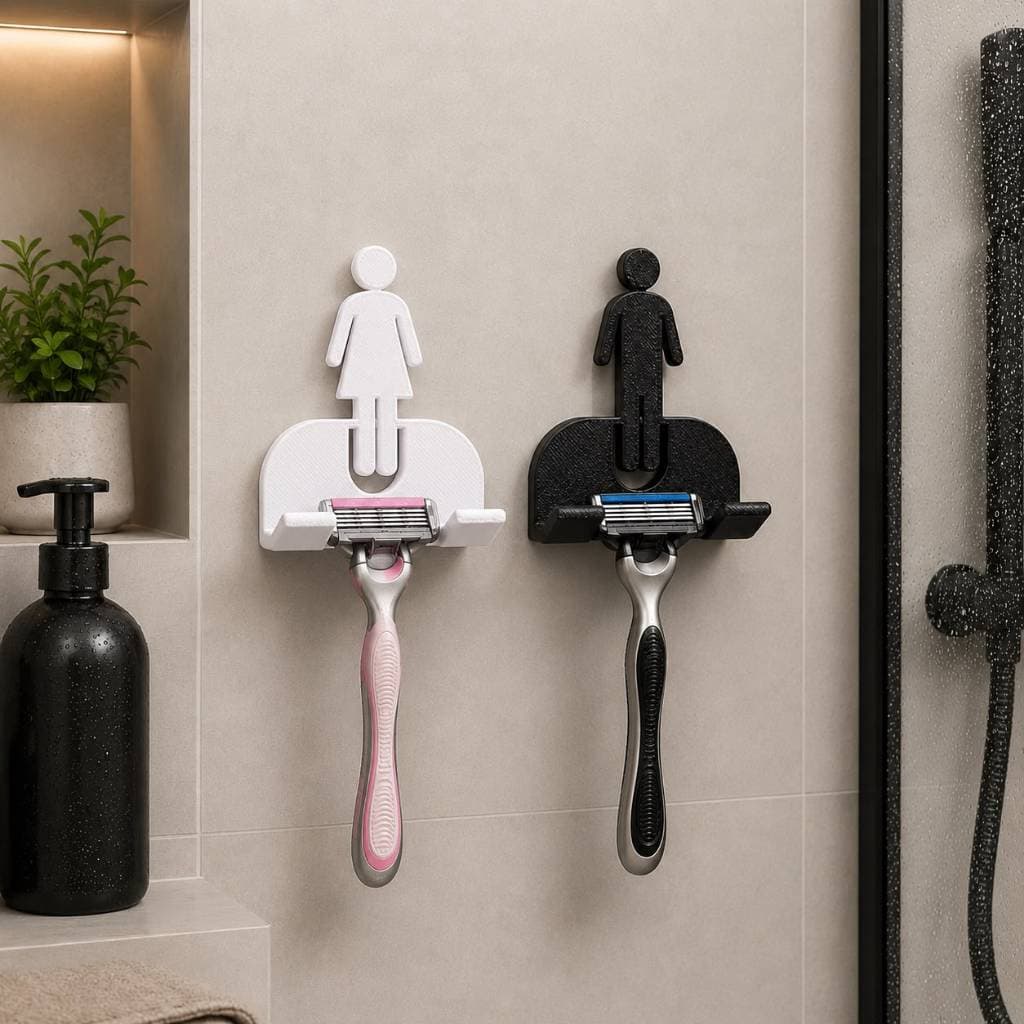 Suporte para Lâmina de Barbear com Fita dupla Face, Organizador Banheiro Masculino Feminino.
