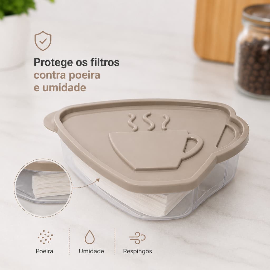 Porta Filtro Café Organizador Armário Cozinha Formato Xícara