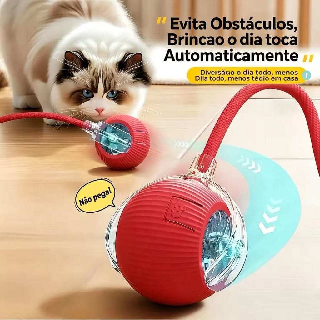 Brinquedo Automático para Gatos - Bola Interativa com Sensor de Movimento e Cauda Falsa Recarregável