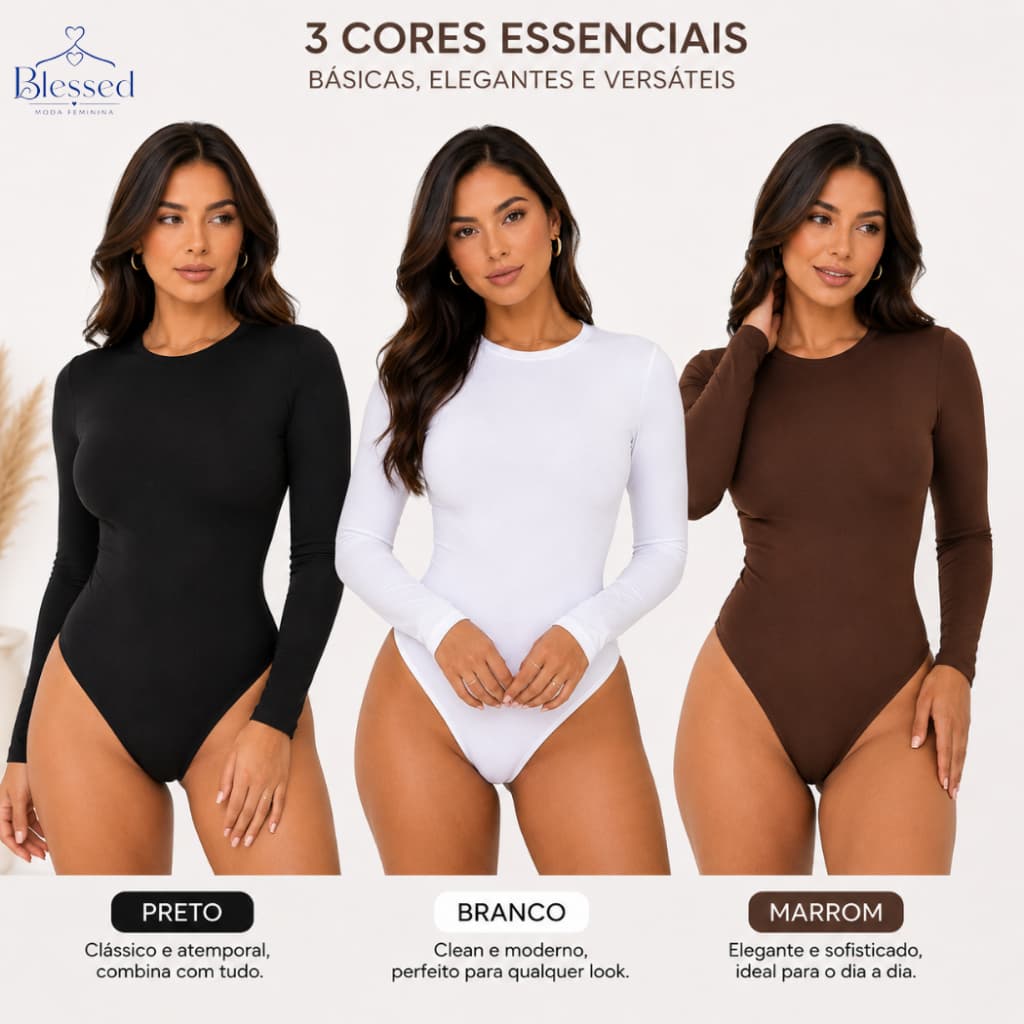 Body Gola Careca Manga Comprida Segunda Pele