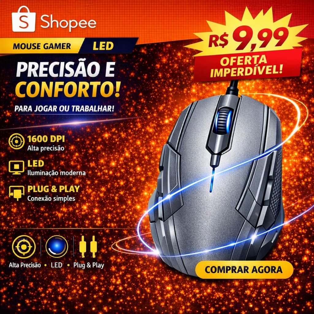 Mouse Optico com fio usb  Cinza para notebook e Computadores