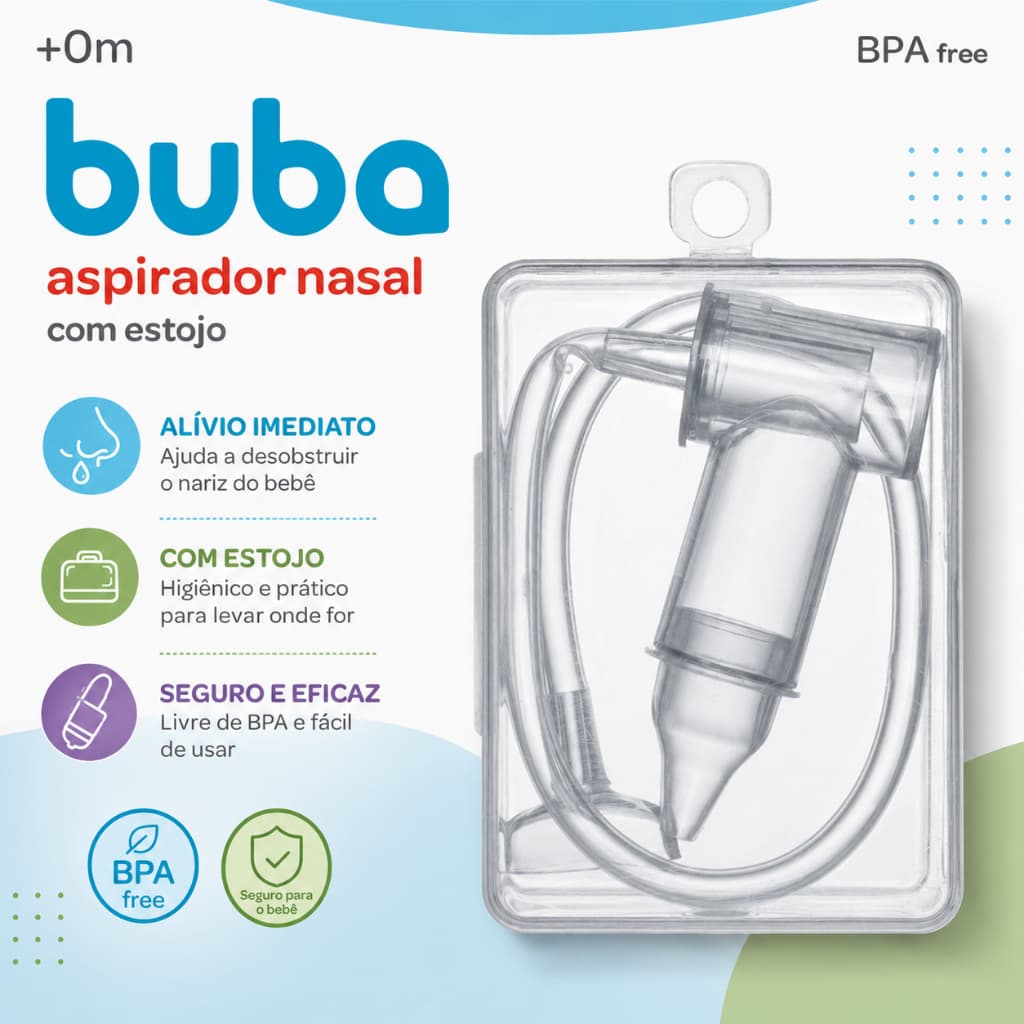 Aspirador Nasal Buba Infantil Com Ponta Com Estojo Sucção Com Ponta Original Buba