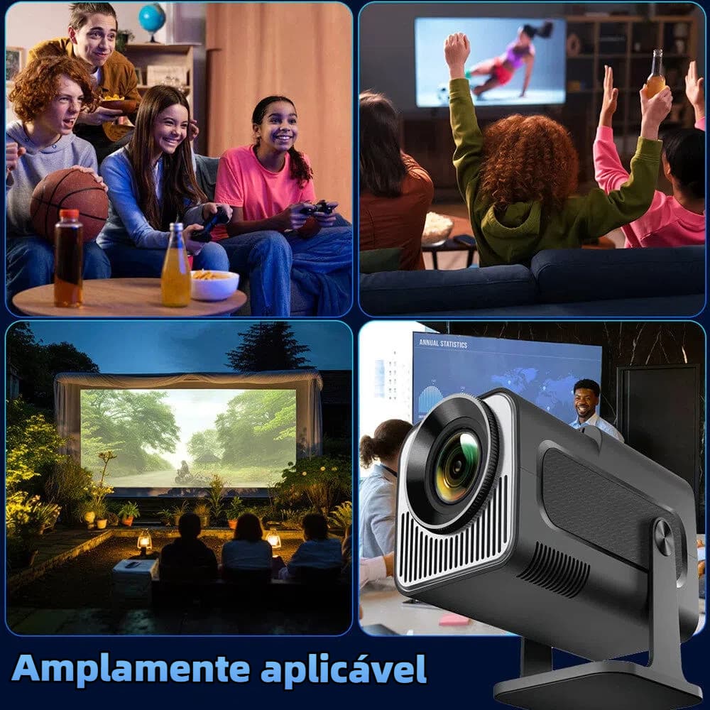 Projetor HY320 Pro Full HD,Wi-Fi 2.4/5G,Bluetooth,conecta-se a celulares,laptops e dispositivos iOS para streaming de fi
