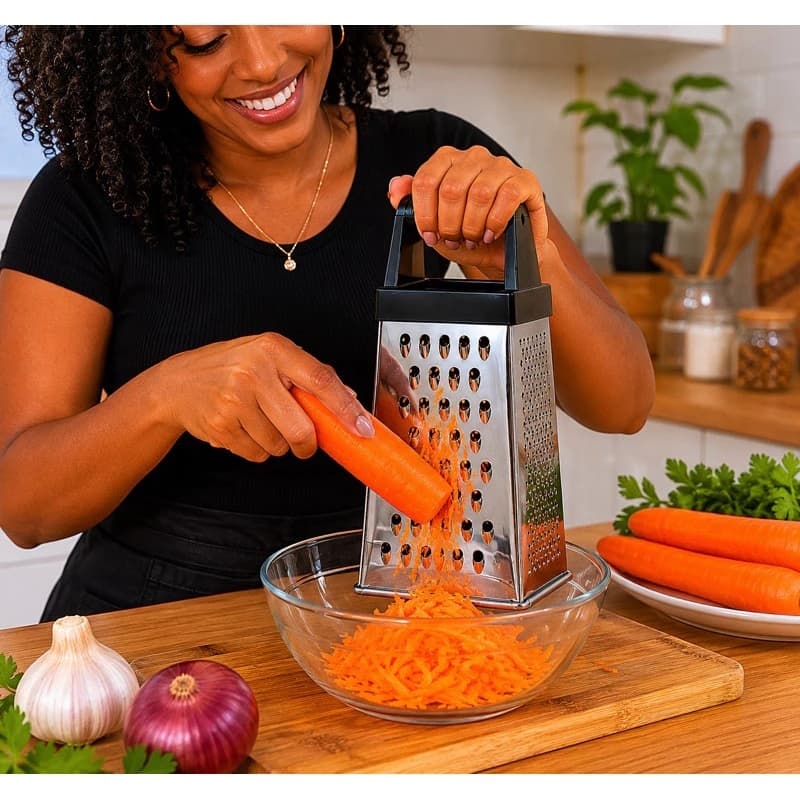Ralador 4 Faces Aço Inox Multifuncional 24cm Ralador de Queijo Legumes Frutas e Verduras