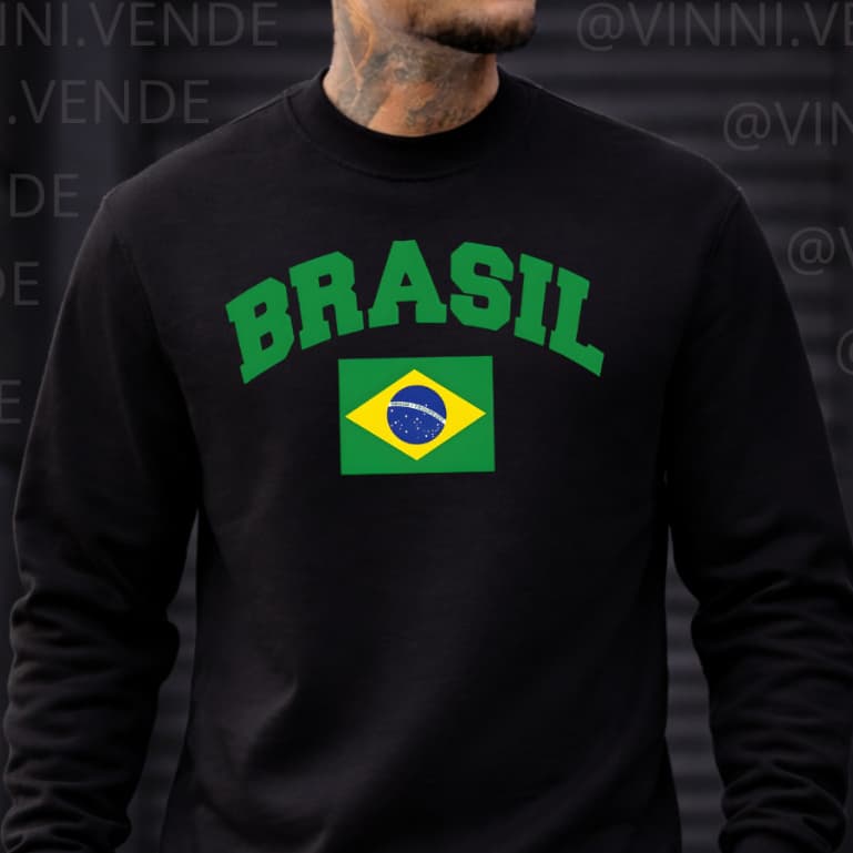 Moletom Brasil Bandeira Masculino Premium Algodão Conforto Casual Top