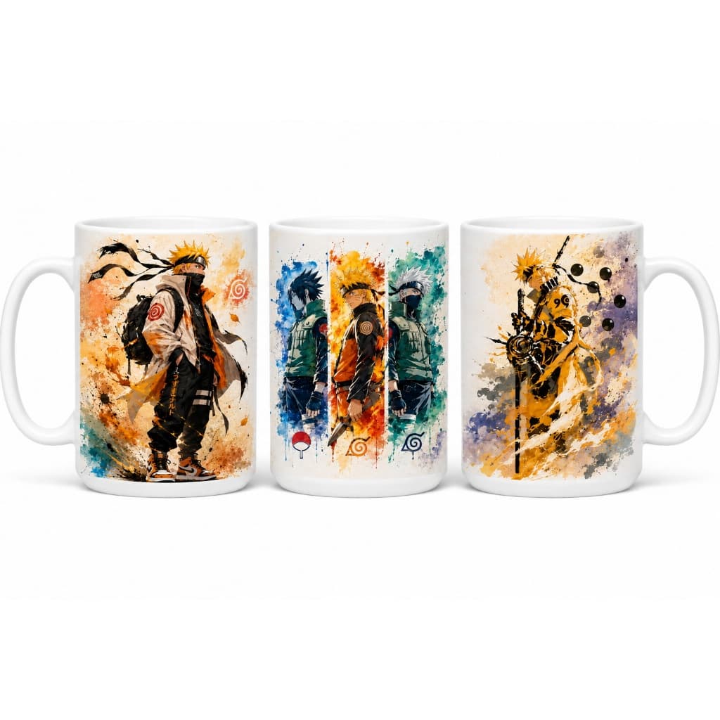 Caneca Naruto Uzumaki 325ml | Naruto, Sasuke e Kakashi | Anime Naruto Shippuden | Presente Otaku