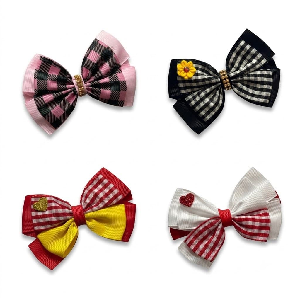 Laços Temáticos para Bebê Festa Junina Caipira Xadrez  Faixas Acessórios Infantis Cabelo