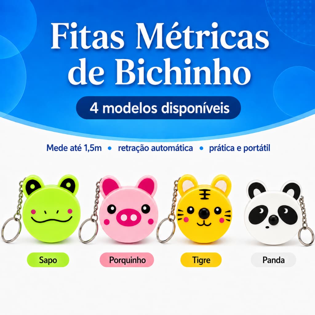 Fita Métrica Retrátil 150cm Chaveiro Bichinho Fofo Trena Portátil Costura Corpo