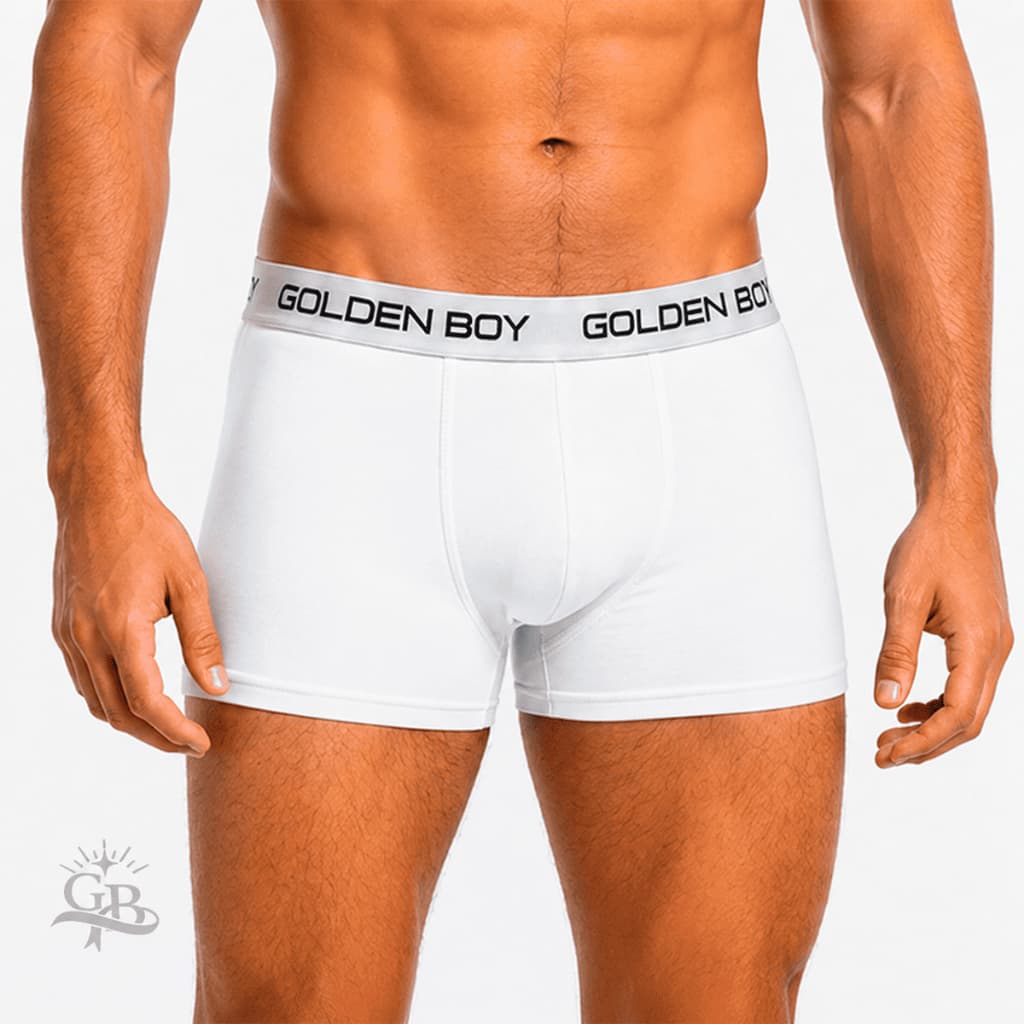 Cueca Boxer Branca Masculina Adulto Confortável com Elástico no Cós Microfibra com Forro de Algodão