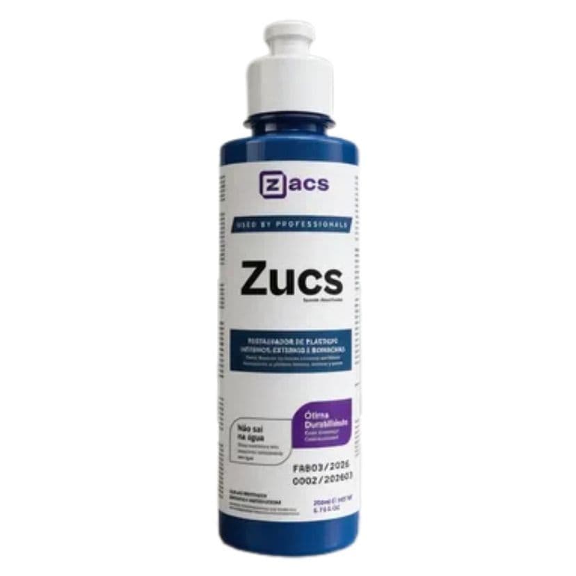 Zacs Zucs 200ml Restaurador de Plásticos e Borrachas para Veículos com Acabamento Uniforme