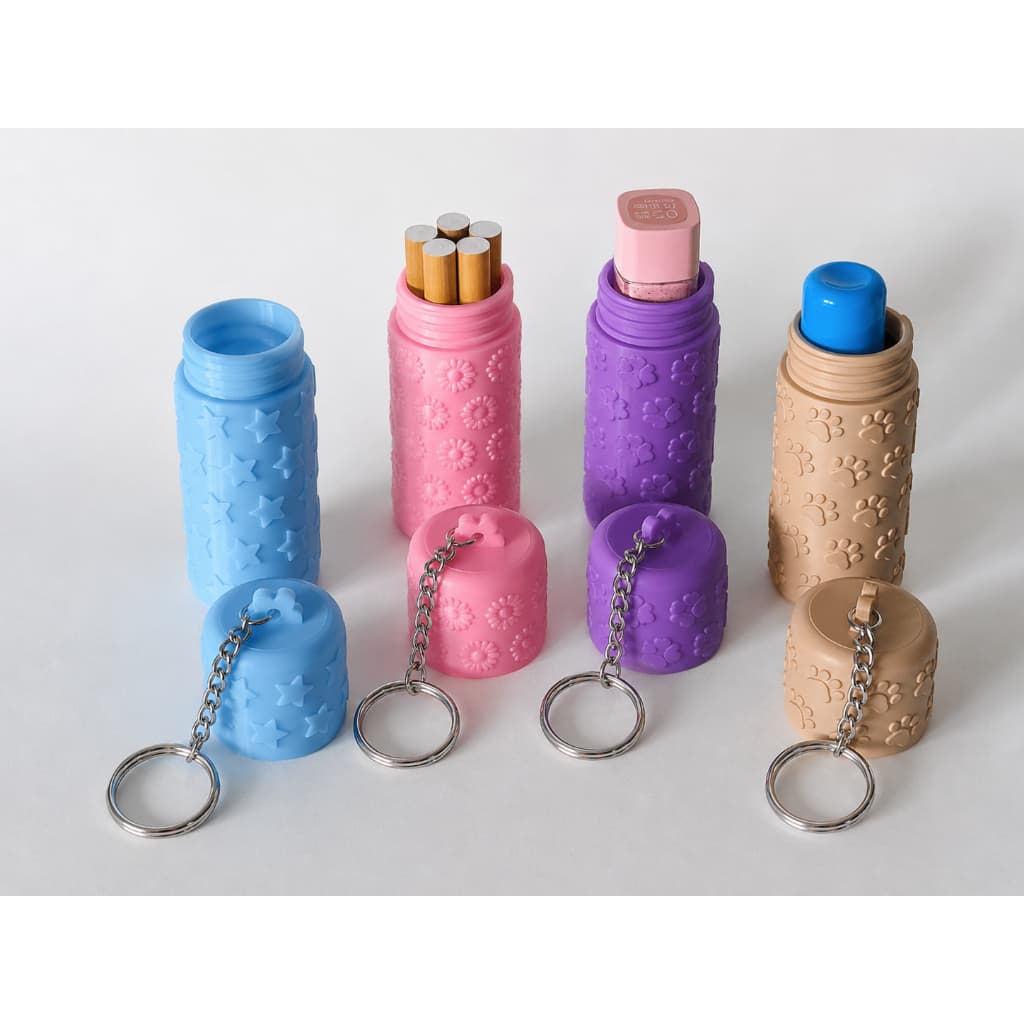 Porta Protetor Labial Chaveiro Floral - porta cotonete, mini estojo organizador, porta batom
