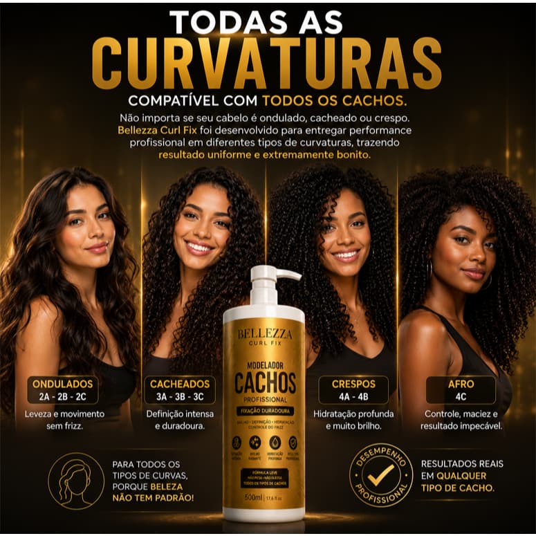 Bellezza Curl Fix Finalizador Profissional Para Cachos 500ml Definição e Brilho Extremo