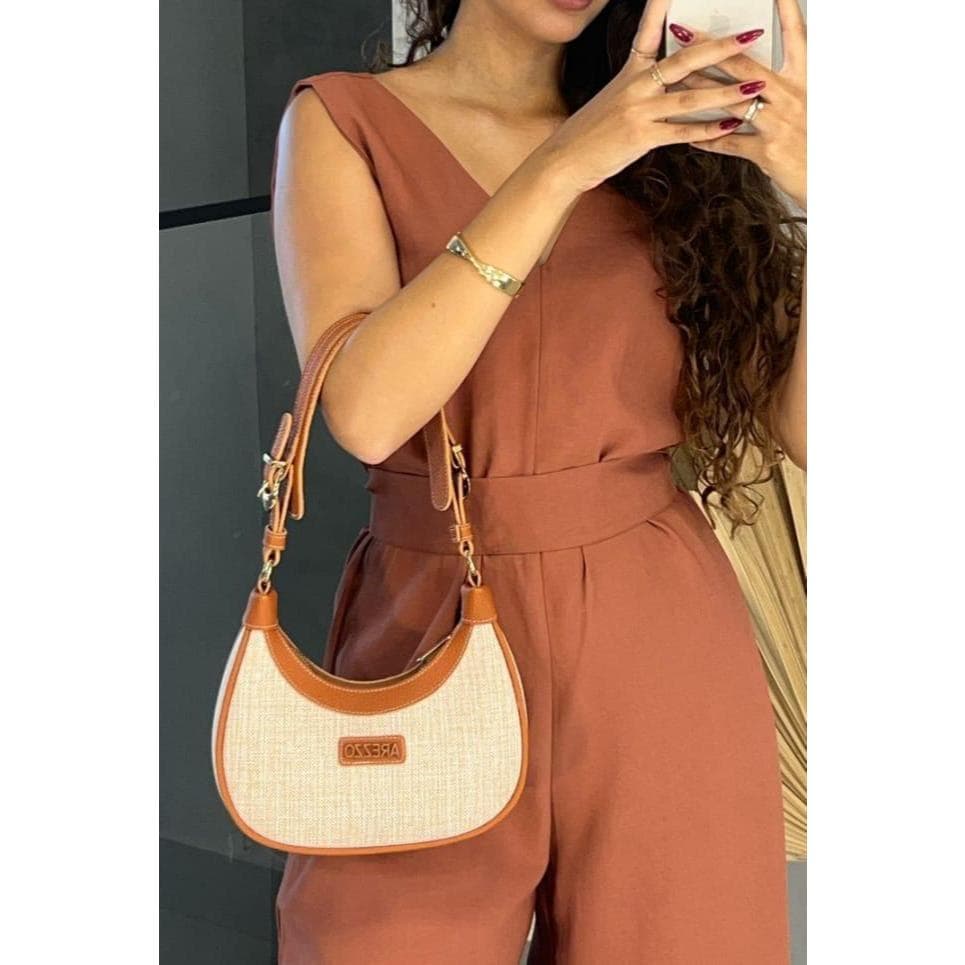 Bolsa Feminina Pequena De Ombro Hobo Texturizada Estilo Palha Elegante Casual Dia a Dia